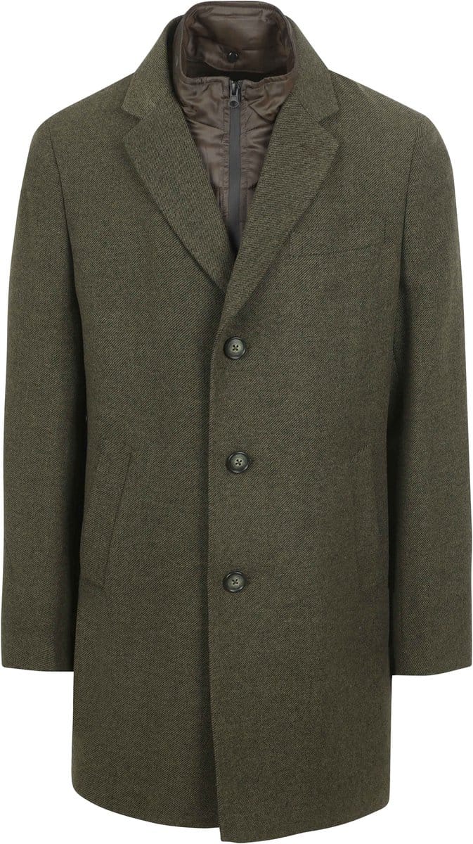 Suitable Coat Wol Twill Donkergroen - Maat 56 - Heren - Mantels & coats