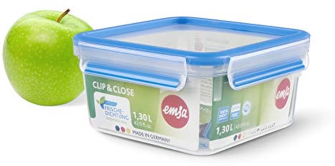 Vierkante Vershouddoos met Clipsluiting - 1,3 Liter, Transparant en Blauw