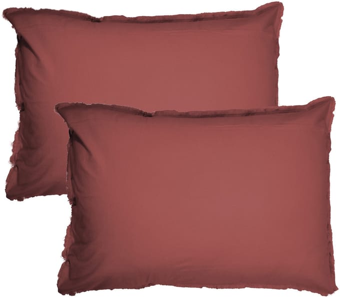 Matt & Rose Set Kussenslopen Bordeaux Rood - 50 x 70 cm - Gewassen Katoen