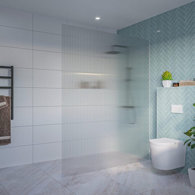 FugaFlow Eccelente Vetro Inloopdouche - ribbel glas - 160x200cm - 8mm - nano - blind inbouw profiel