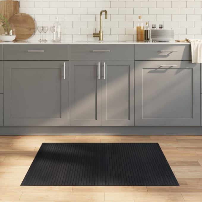 vidaXL - Vloerkleed - rechthoekig - 80x100 - cm - bamboe - zwart