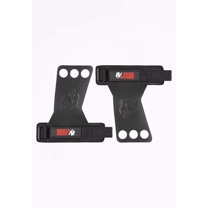 Gorilla Wear 3-Hole Carbon Lifting Grips - Zwart - S