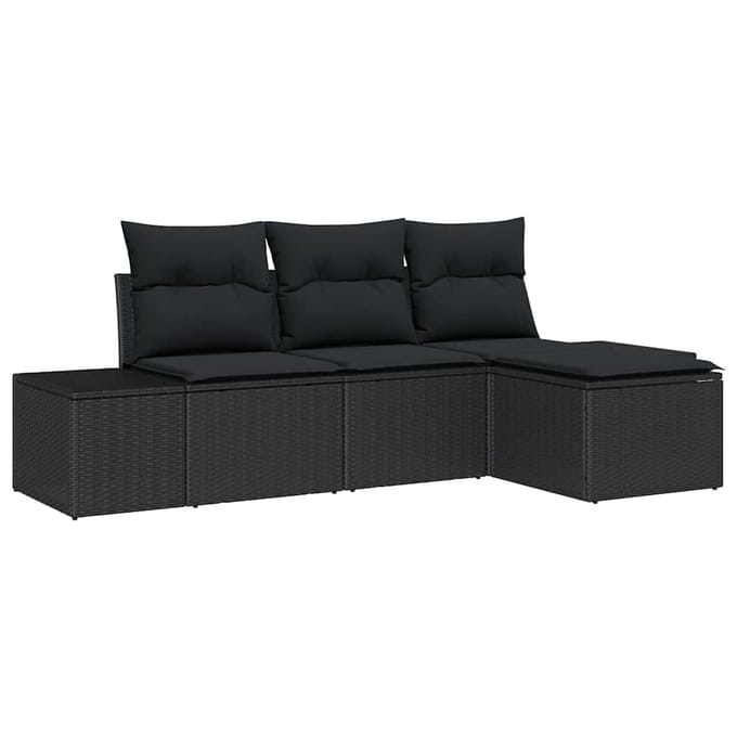 vidaXL Tuin Sofa Set 4 st Zwart poly rattan