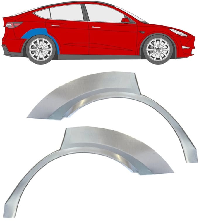 Reparatiepaneel achterspatbord voor Tesla Model Y 2020- / Links + Rechts / Set