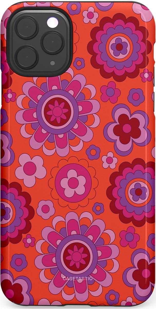 Casetastic hoesje geschikt voor Apple iPhone 11 Pro Max - Dubbellaagse bescherming - Retro warmte - Fashion Case - Rood Lavendel Roze