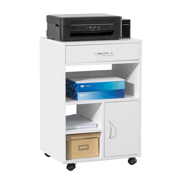 SoBuy FBT106-W Printerkast - Wit Houten Compositie met Lade & Deur