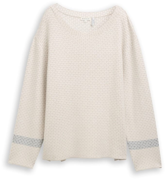 Tom Tailor - Losvallende jacquard gebreide trui - Maat S - mini argyle on beige melange