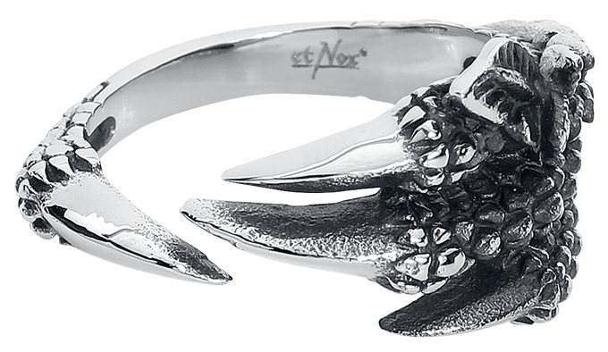 etNox hard and heavy Ring - Drachenklaue - zilverkleurig