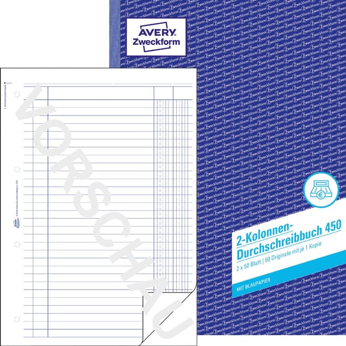 Doorschrijfboek voor twee kolommen