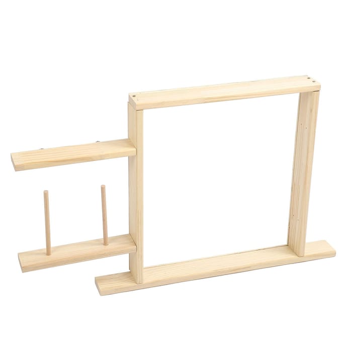 Tufting Frame DIY Knutselen Roestvrij Staal Eikenhout Textuur Eenvoudige Installatie Tapijtmakerij Frame beige
