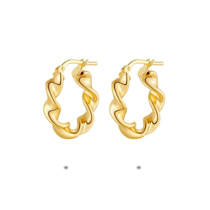 Twice As Nice Oorbellen in 18kt verguld zilver, gedraaide oorring