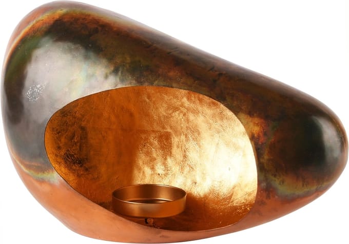 Dekoratief | Theelichthouder open 'Copper Sky', metaal, 25x10x17cm | A248180
