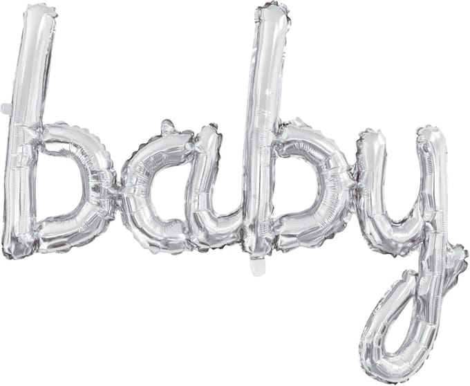 Folieballon Tekst 16" 'Baby' Zilver