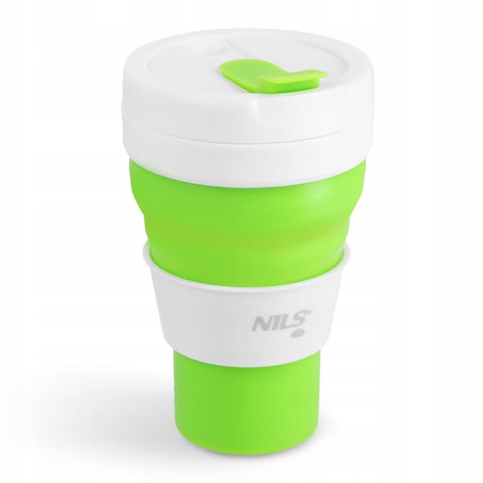 Nils Opvouwbare Siliconen Beker 600ml - Groen & Wit, BPA-vrij