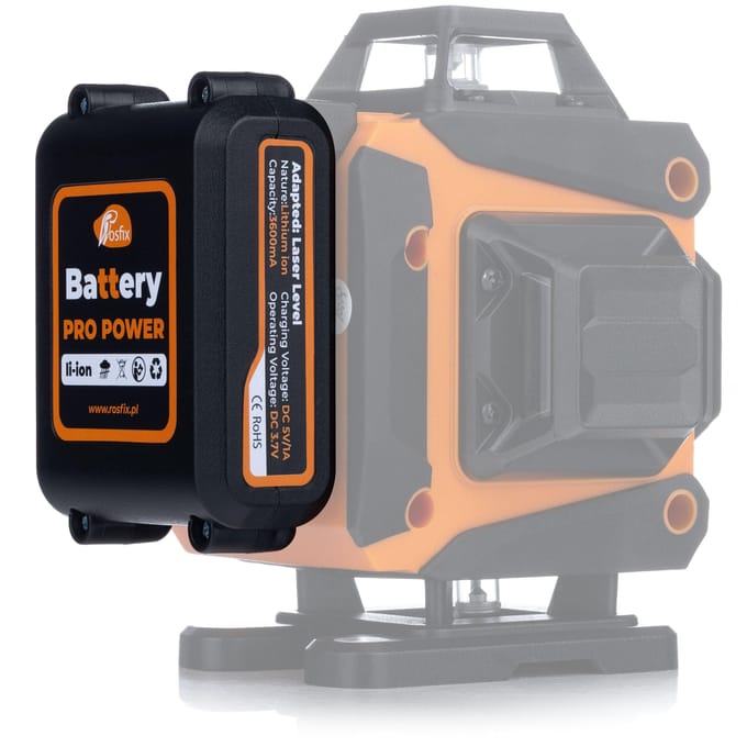 Rosfix Accu Pro Power 3600 mAh - Li-Ion Accu - 3,7V 5V/1A USB-C - Voor Kruislijnlaser CE RoHS