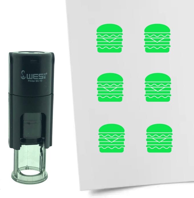 CombiCraft Stempel Dubbele Hamburger 10mm rond - groene inkt