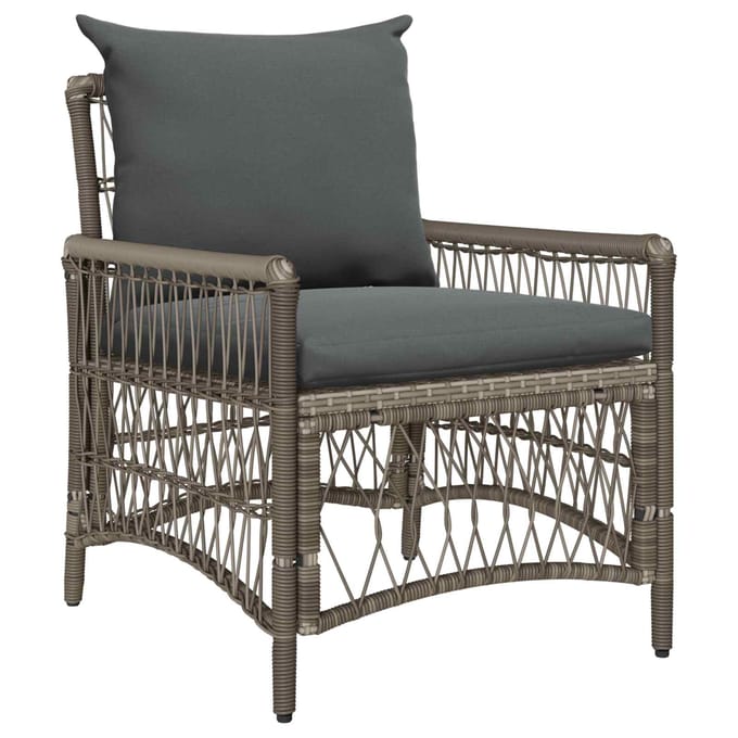vidaXL Tuinstoel met kussen Grijs 73 x 61 x 77 cm poly rattan