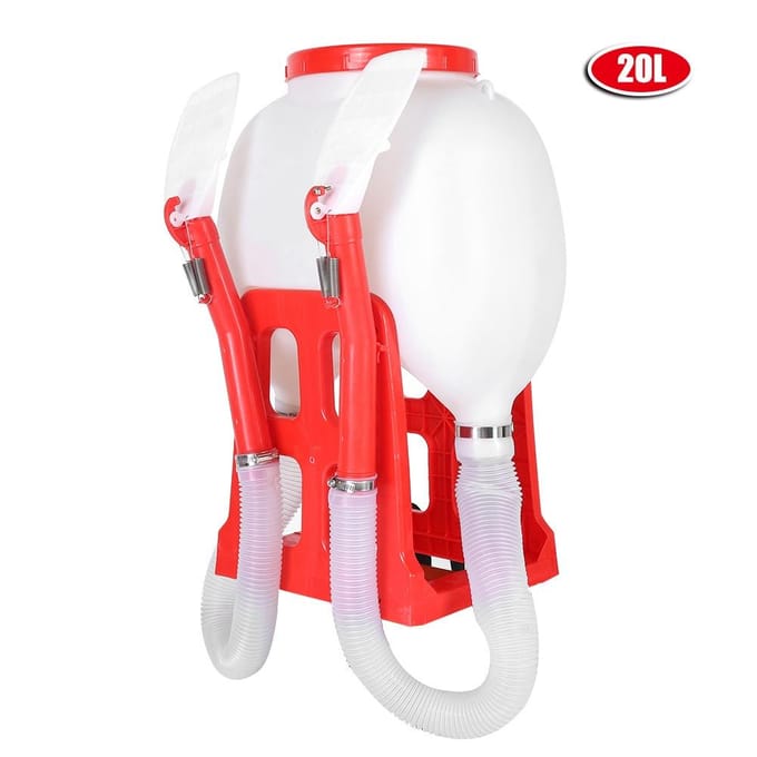 Pulvérisateur de Semences Manuel Grande Capacité 20L Sac à Dos Épandeur d'Engrais Outil de Semis de Jardin blanc