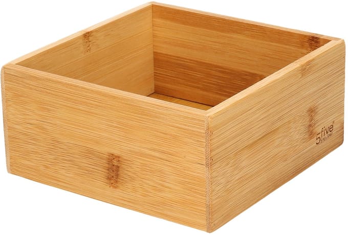 5Five lade orgaiseer bakjes - 3x - sorteer box - bamboe hout - 15 x 15 x 7 cm - ladeverdelers - Deviders