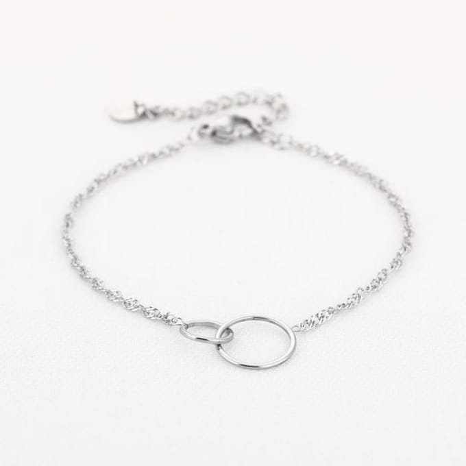 Basic armbandje 2-cirkels zilver
