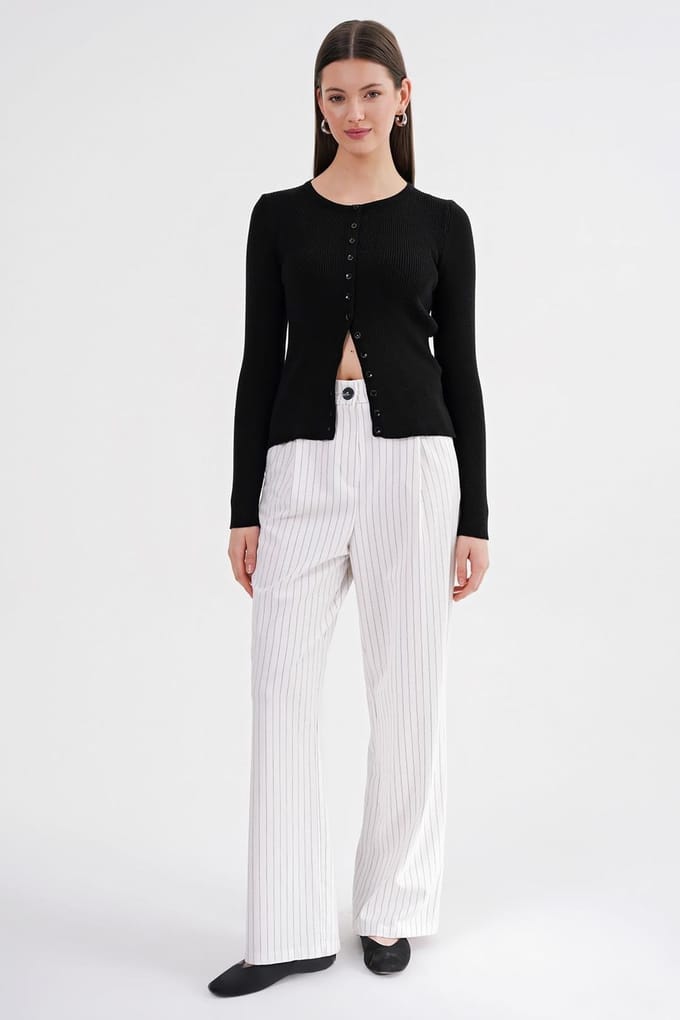 Geknoopte Slim Fit Verstevigde Brei Cardigan