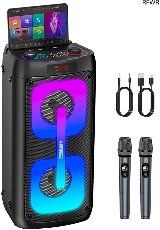 RFWR® Draagbare karaoke machine met bluetooth en draadloze microfoons voor feestelijkheden