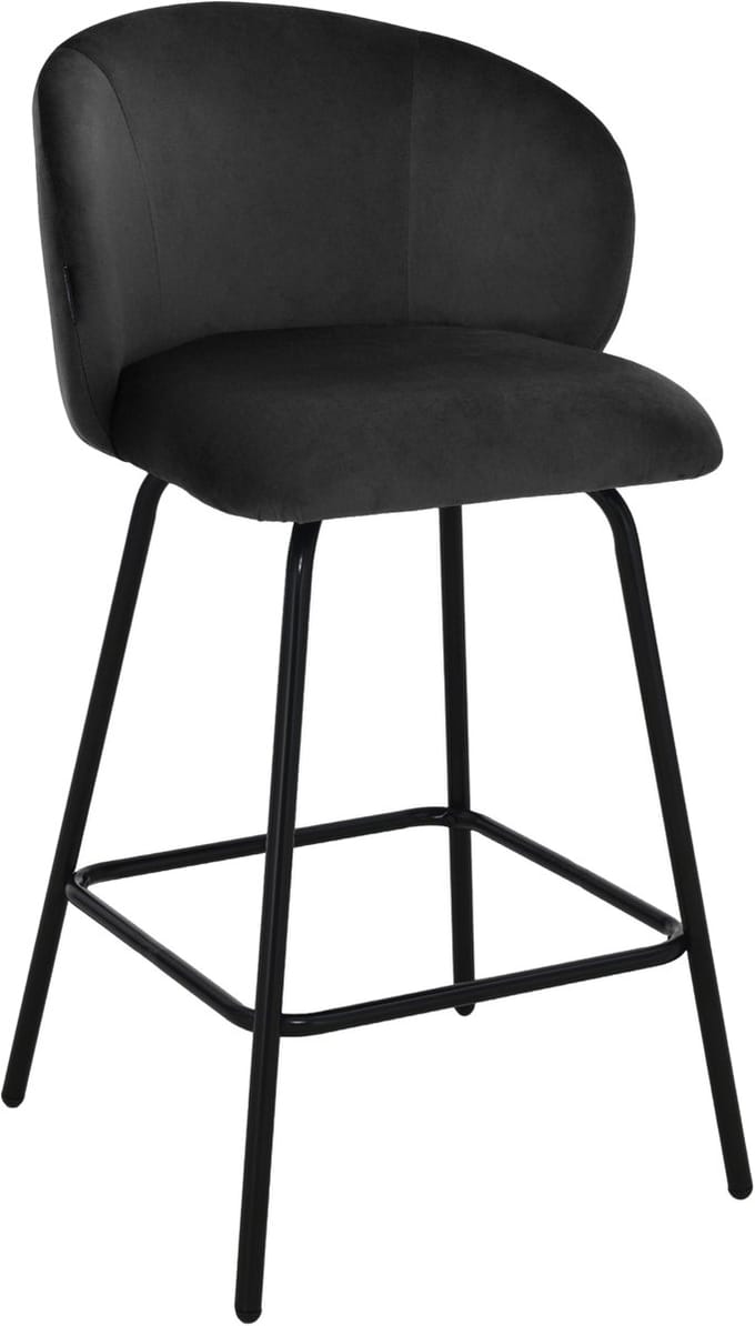 ExitoDesign NEMI - Barkruk - Zwarte Velvet - Metalen Frame - 65 cm