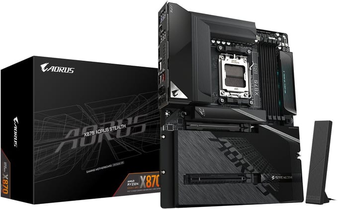GIGABYTE X870 AORUS STEALTH Moederbord - AMD X870 - AMD AM5 - DDR5 RAM - ATX