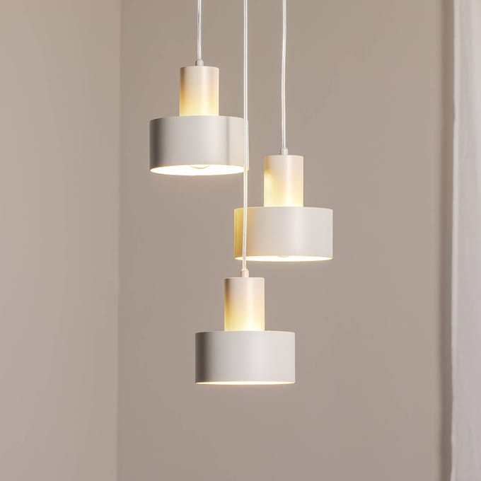 SIGMA Hanglamp Rif 3, taupe, rond, 3-lamps, Ø 33 cm, staal