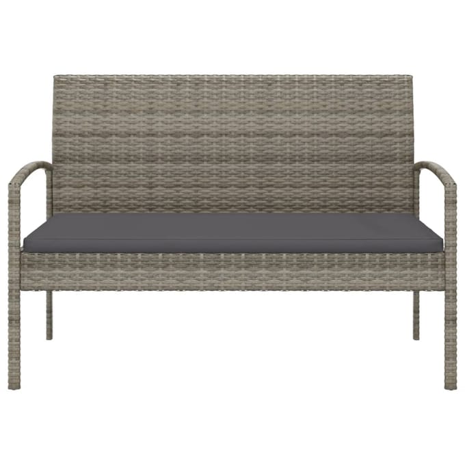 vidaXL - Tuinbank - met - kussen - 105 - cm - poly - rattan - grijs