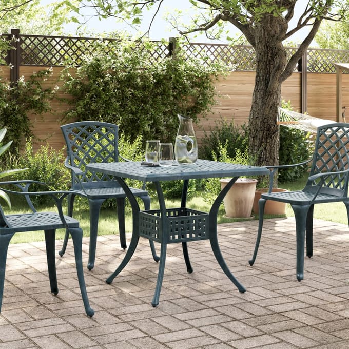 vidaXL - Tuintafel - 80x80x75 - cm - gietaluminium - groen