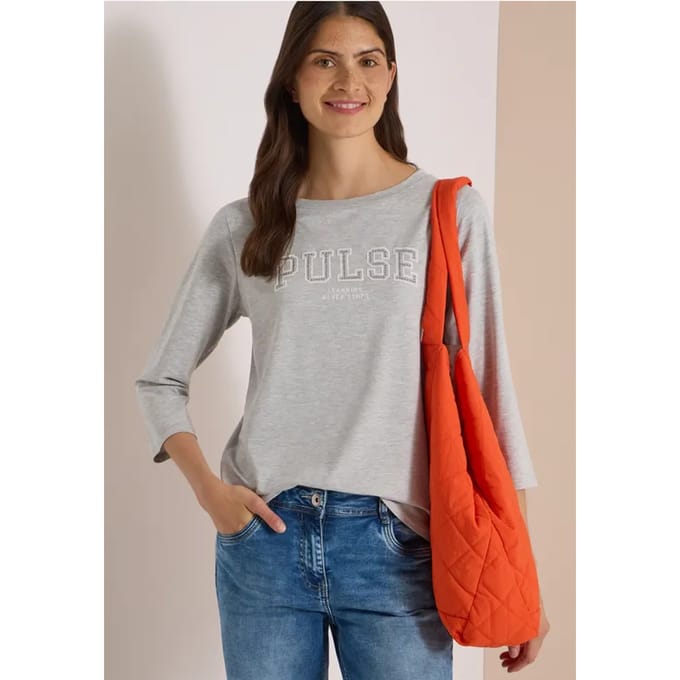 Shirt met 3/4-mouwen, boothals en print