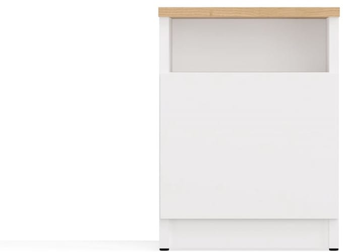 ModernLine Galax - Nachtkastje - Met deur - Tip-On opening - Wit met eiken blad