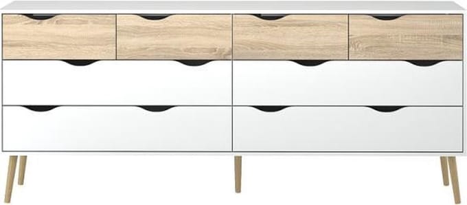 Tvilum Napoli - Dressoir - Met 8 lades -  Wit/Eiken