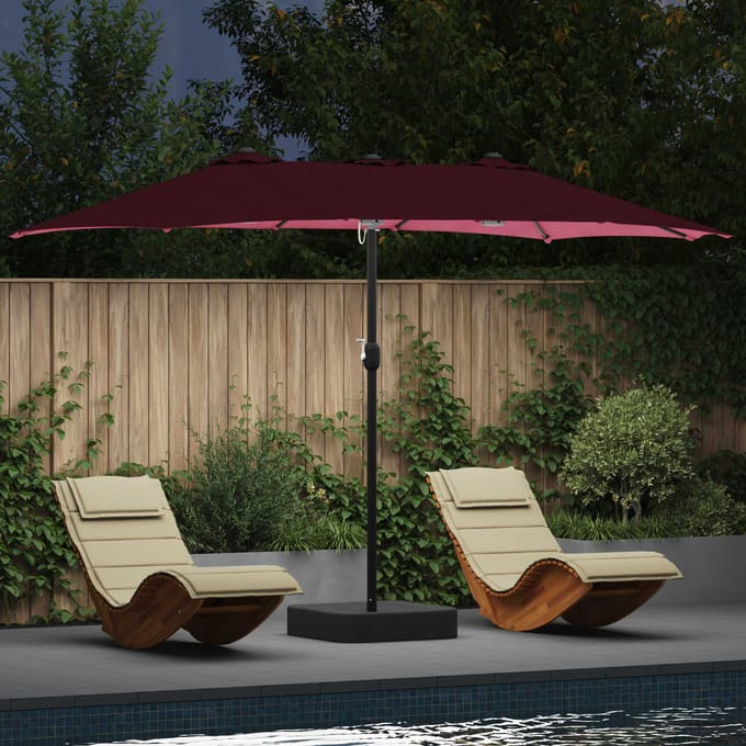 vidaXL - Tuinparasol - Bordeaux - Rood - 385 - x - 209 - x - 244 - cm - Polyester