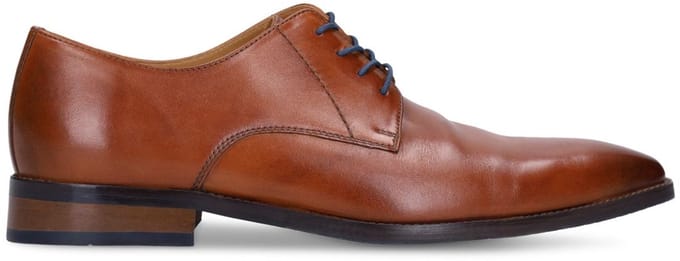 Manfield - Heren - Cognac leren veterschoenen - Maat 41