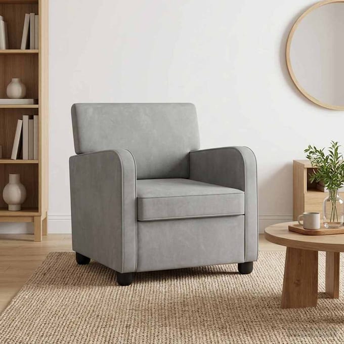vidaXL - Fauteuil - Lichtgrijs - fluweel