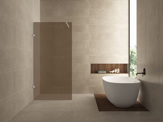 Wiesbaden Less Inloopdouche Glasplaat - 100x200cm - 8mm - Vintage Brons Glas - Nano Coating
