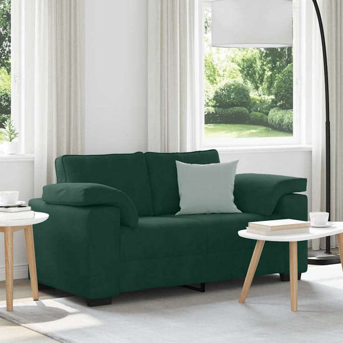 vidaXL - Loveseat - Sofa - Donkergroen - 160x77x82 - cm - Fluweel