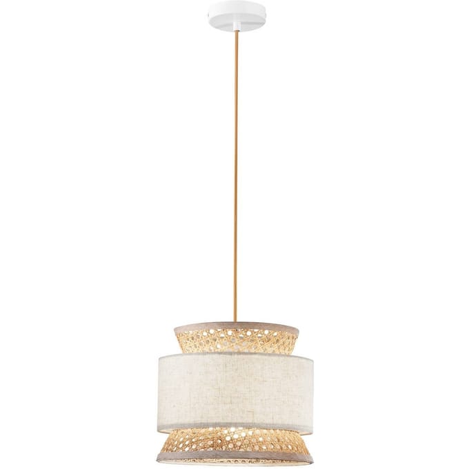 Luce Ambiente Design hanglamp Gazebo, naturel/beige, Ø 26 cm, rotan/stof