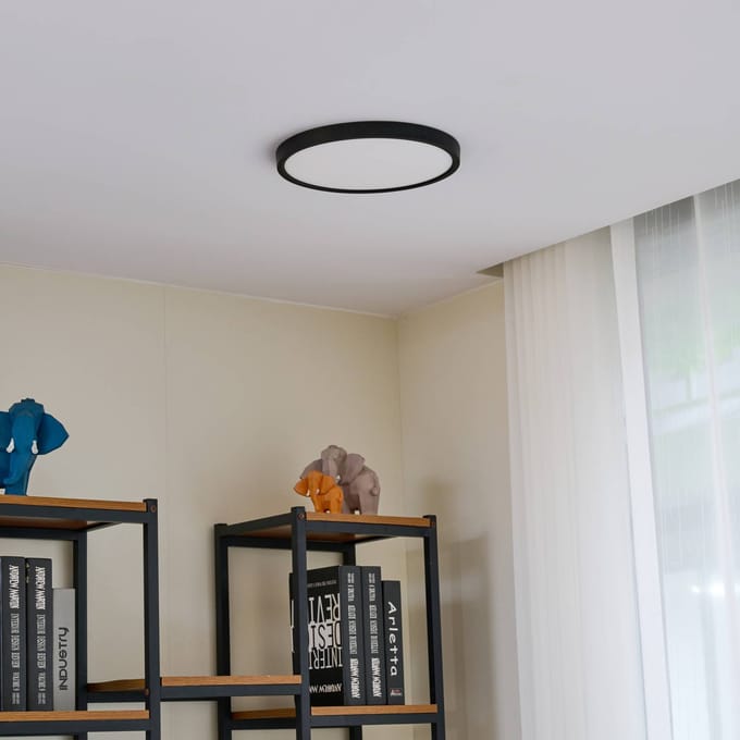 Lindby Smart LED plafondlamp Pravin, Ø 30 cm, CCT, zwart