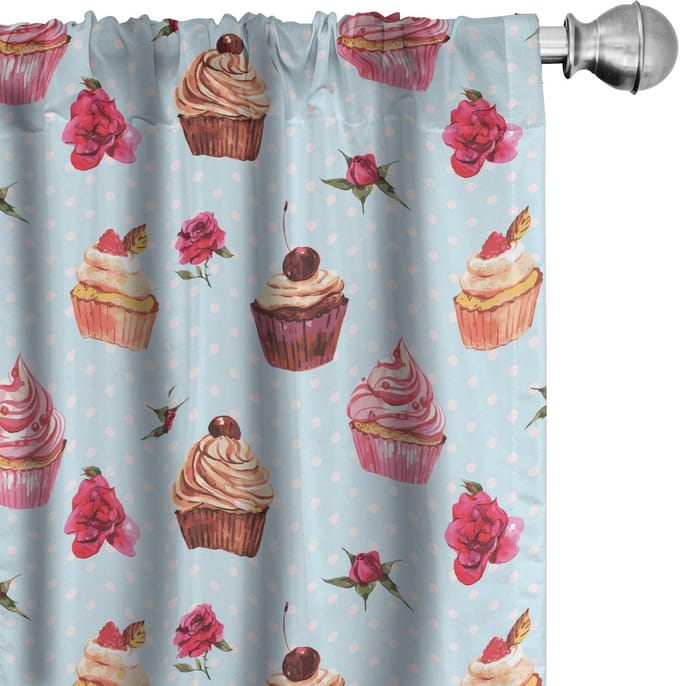 ABAKUHAUS Cupcake gordijnen – 2x75x175 cm – microvezel veelkleurig