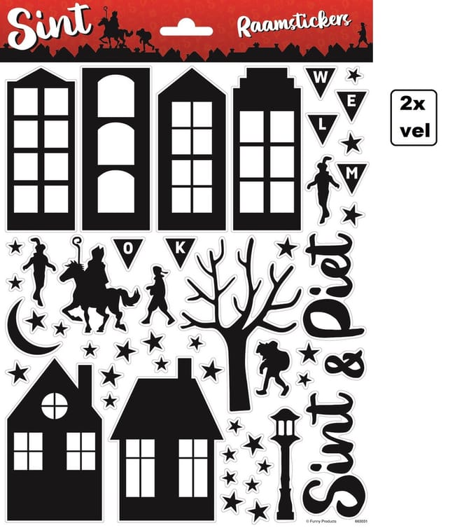 2x Raamsticker A4 Sint en Piet - Sinterklaas feest Thema feest versiering raam stickers fun