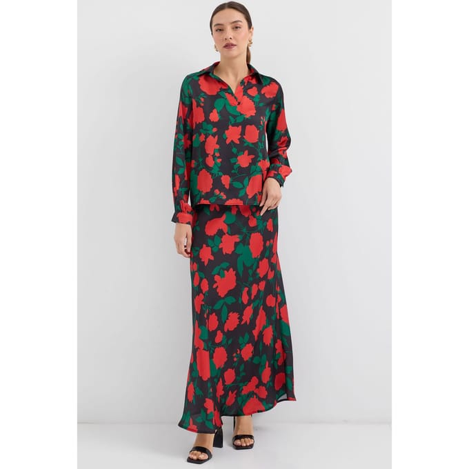 Lange Mouwen Bloemige Twee-delige Co-ord Set