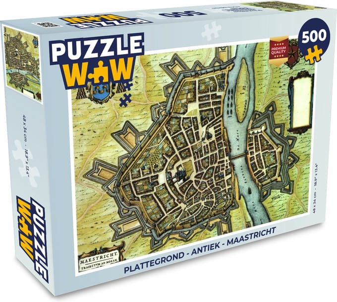 Puzzel Plattegrond - Antiek - Maastricht - Legpuzzel - Puzzel 500 stukjes - Stadskaart