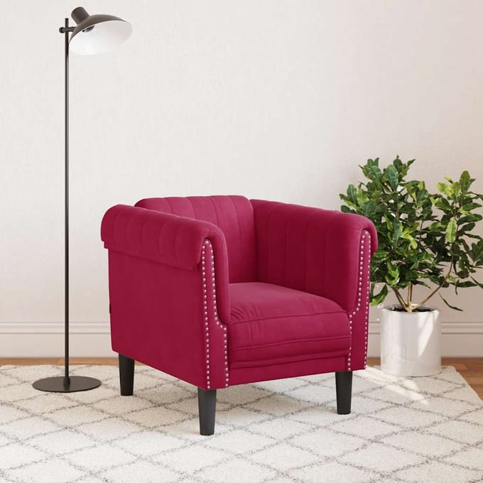 vidaXL Fauteuil fluweel wijnrood