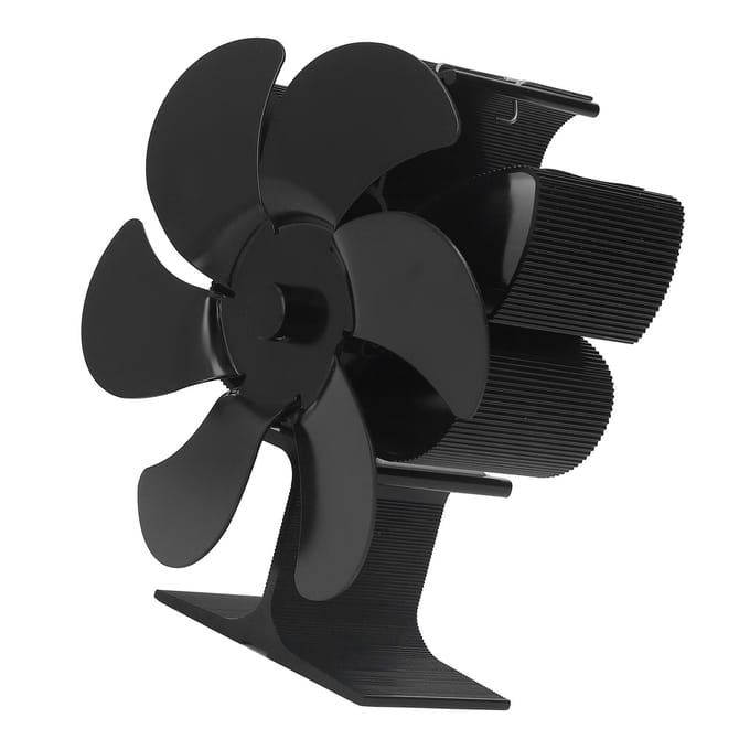 6 Blads Kachelventilator Zelfstartend Hoge Temperatuurbestendigheid en Energie-efficiëntie Warmte-aangedreven Ventilator black