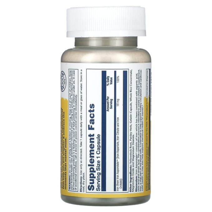 IJzer Asporotaat, 18 mg, 100 capsules