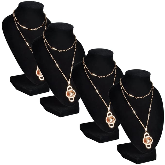 vidaXL - Sieradenhouder - voor - ketting - 9x8,5x15 - cm - zwart - 4 - st