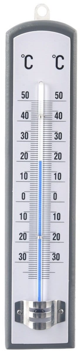 Orion - Buitenthermometer - 21 cm - Hout - Grijs